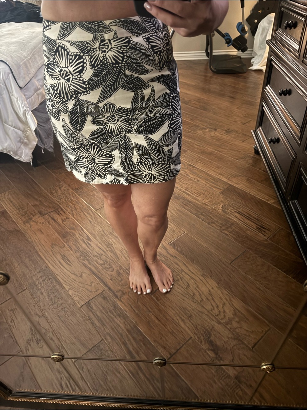 J. Crew Black and White Floral Mini Skirt